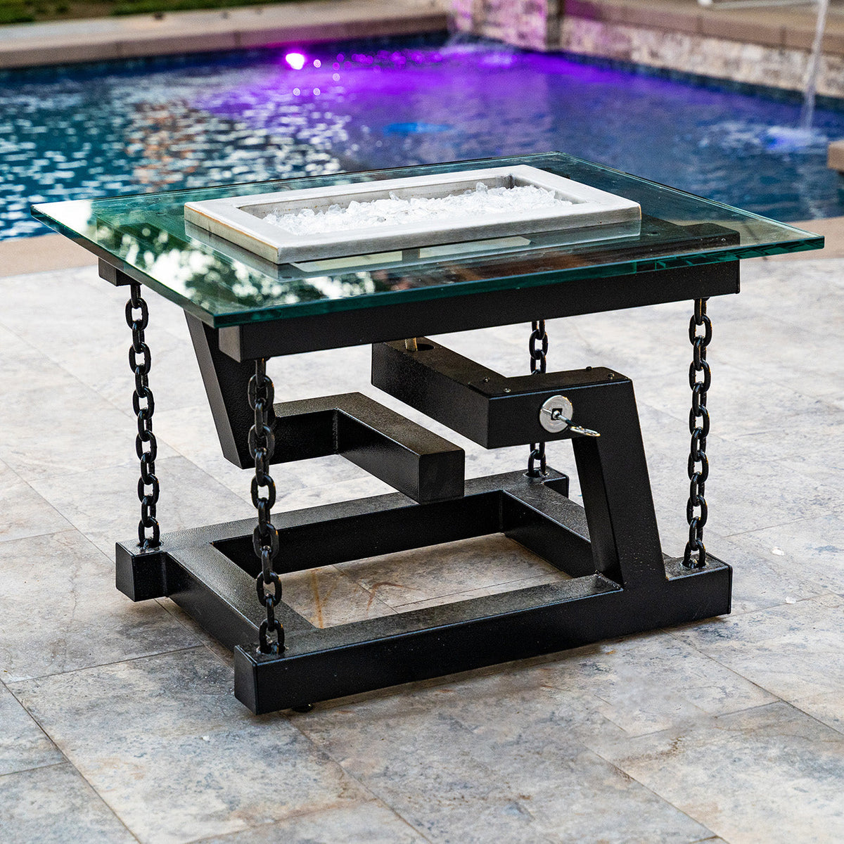 The Outdoor Plus Rectangular Newton 38&quot;-66&quot; Fire Table - Powder Coated Metal