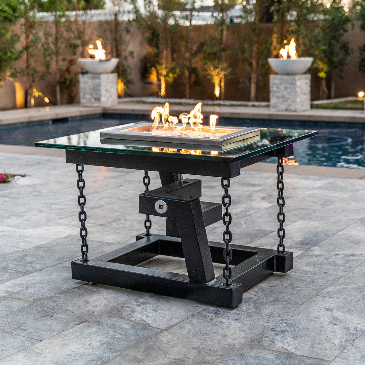 The Outdoor Plus Rectangular Newton 38&quot;-66&quot; Fire Table - Powder Coated Metal