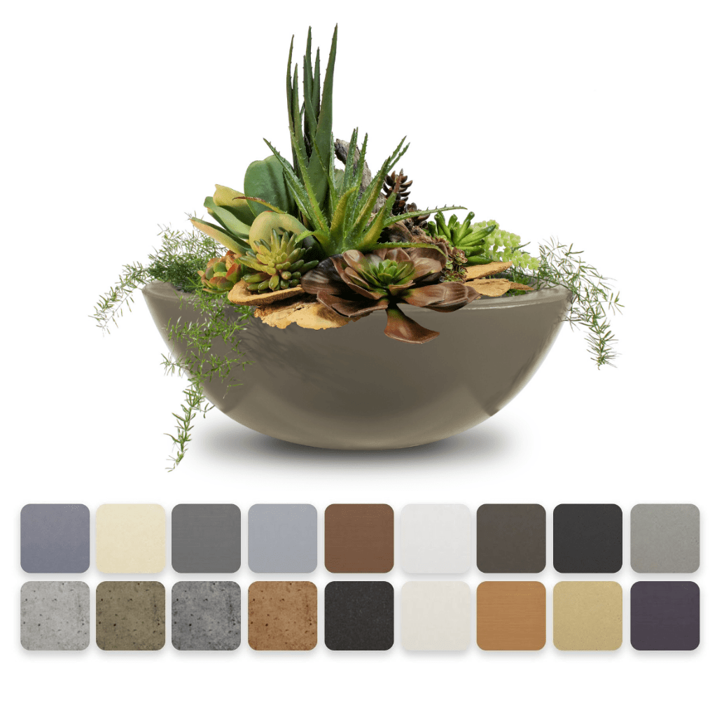 The Outdoor Plus Round Sedona Planter &amp; Water Bowl - GFRC Concrete