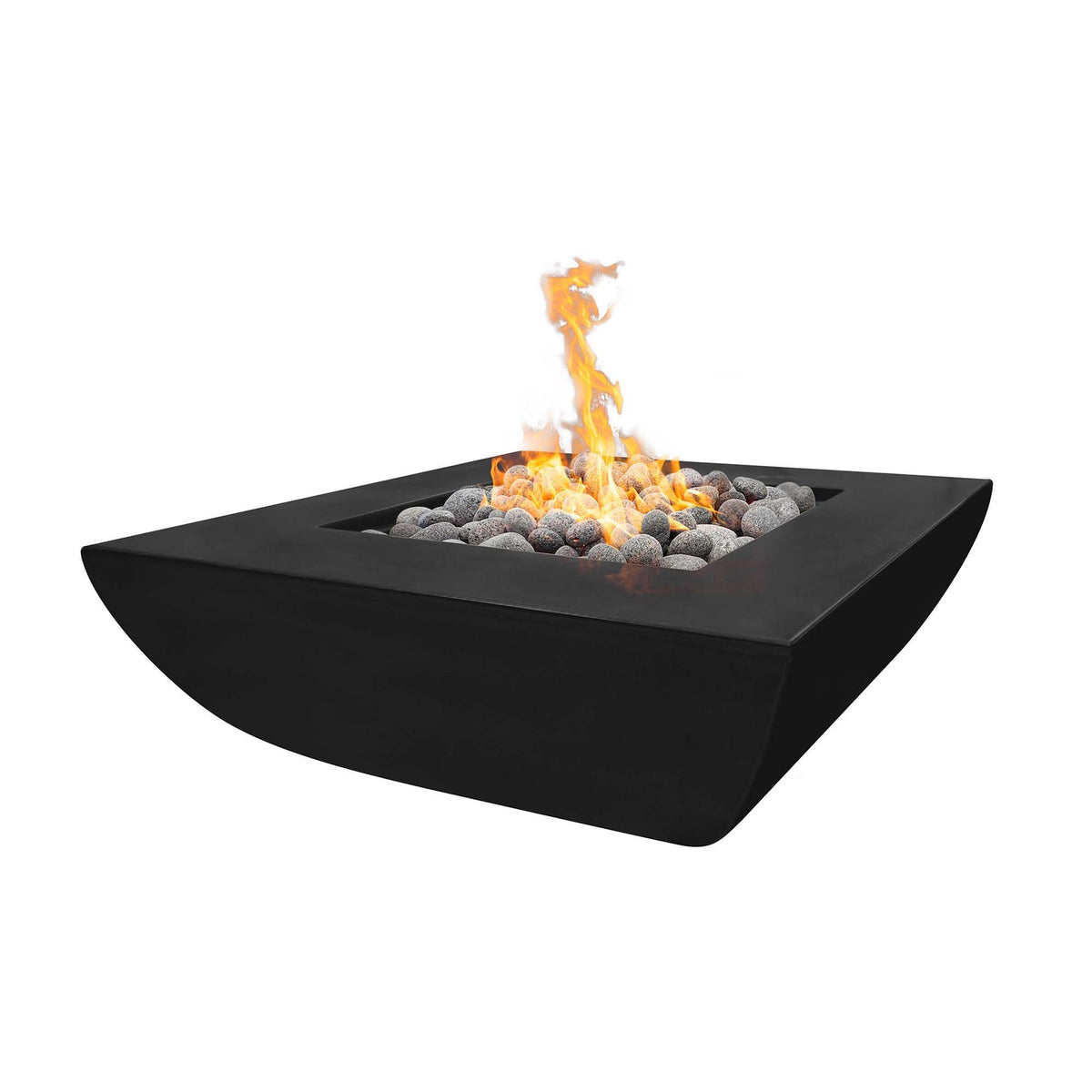 The Outdoor Plus Square Avalon 42&quot; Ash GFRC Concrete Natural Gas Fire Pit with Flame Sense with Spark Ignition