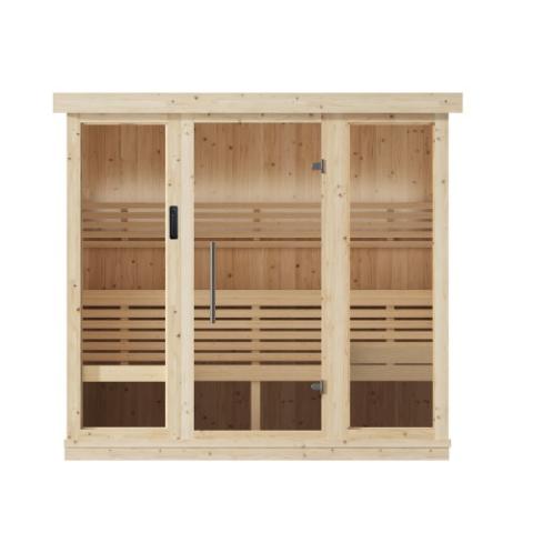 SaunaLife 6 Person Indoor Home Sauna, Thermo-wood, Xperience Series with LED Light System, 79&quot; x 62&quot; x 79&quot;, SL-MODELX7