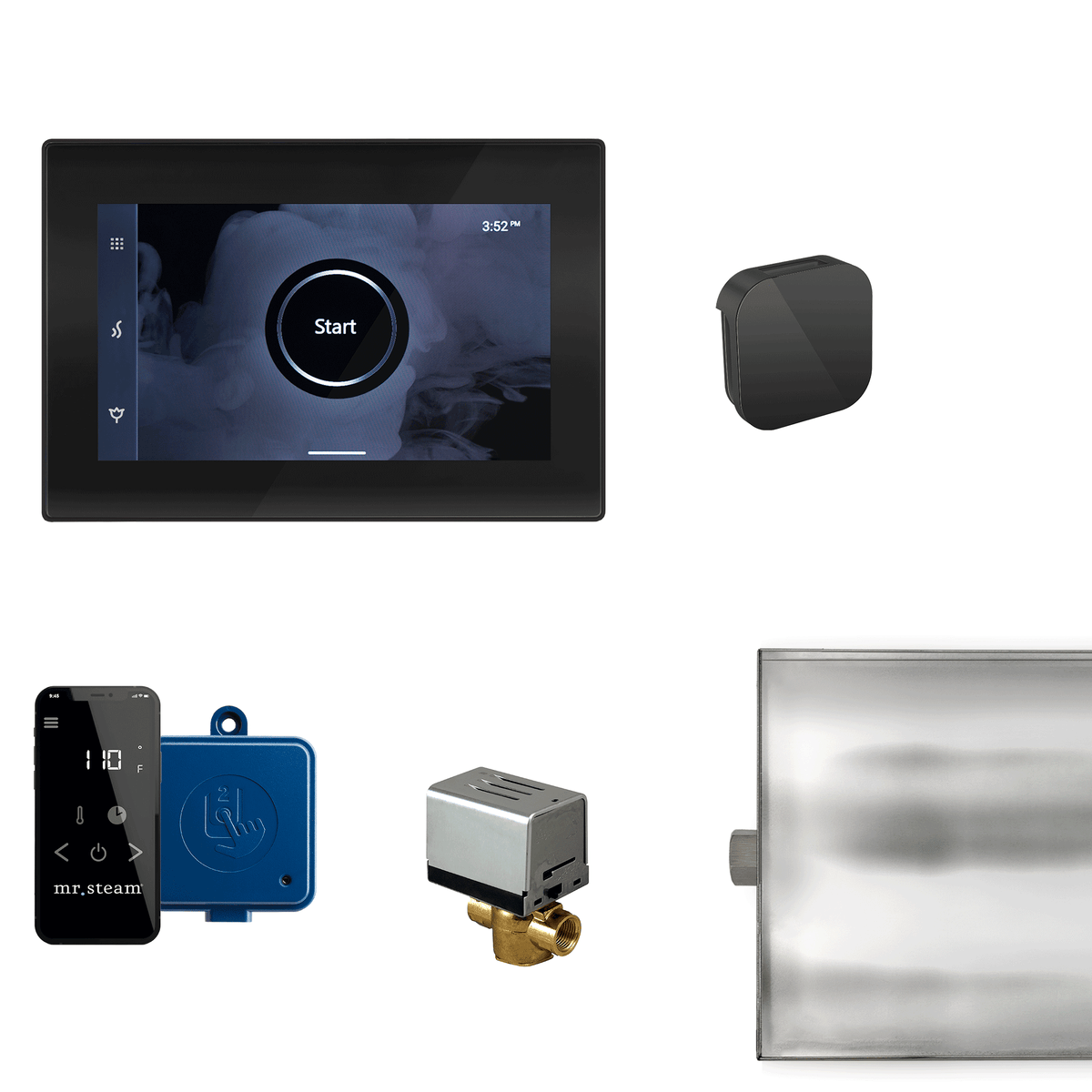 XBTLRBKMB_Mr. Steam_XButler Steam Shower Control Package with iSteamX Control and Aroma Glass SteamHead