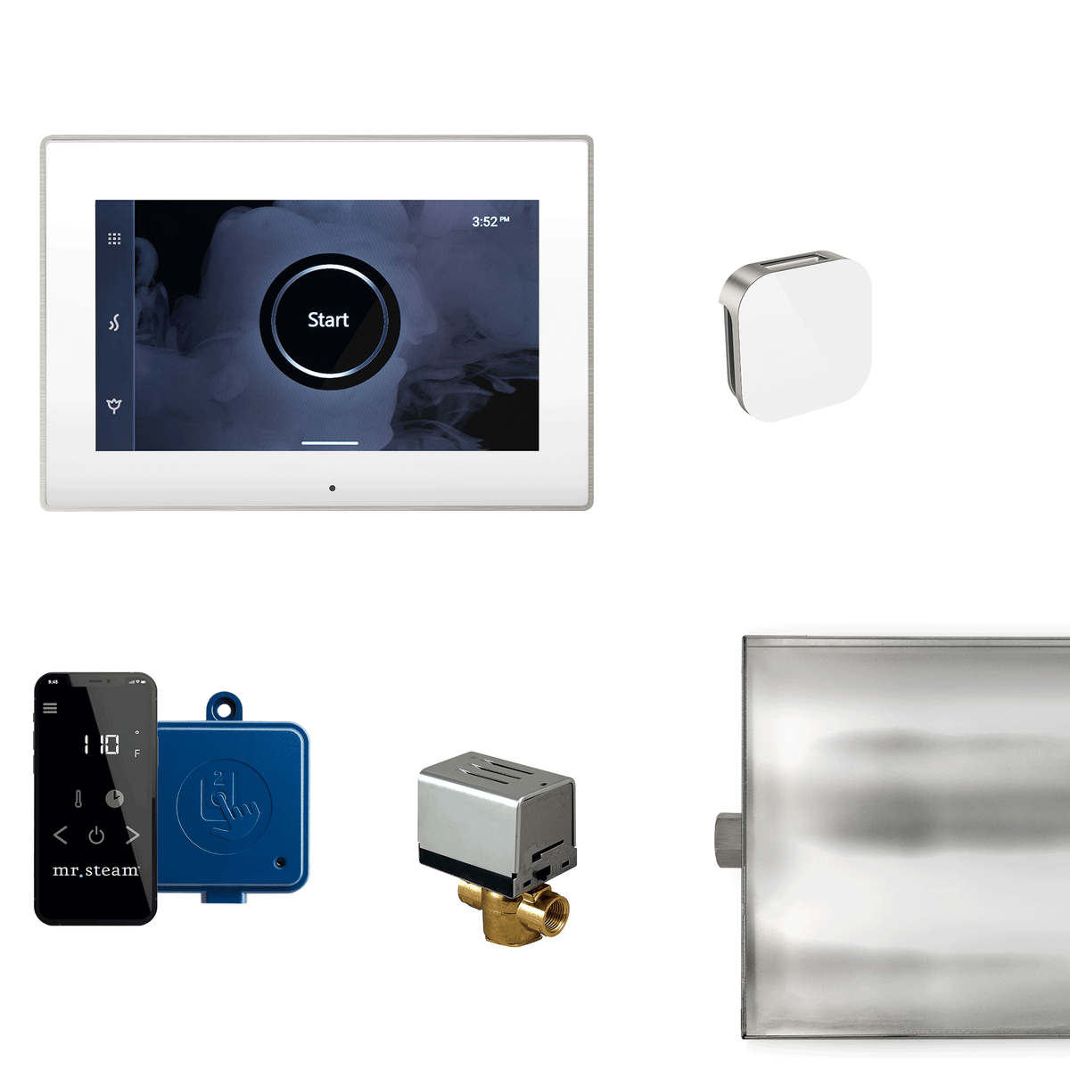 XBTLRWHBN_Mr. Steam_XButler Steam Shower Control Package with iSteamX Control and Aroma Glass SteamHead