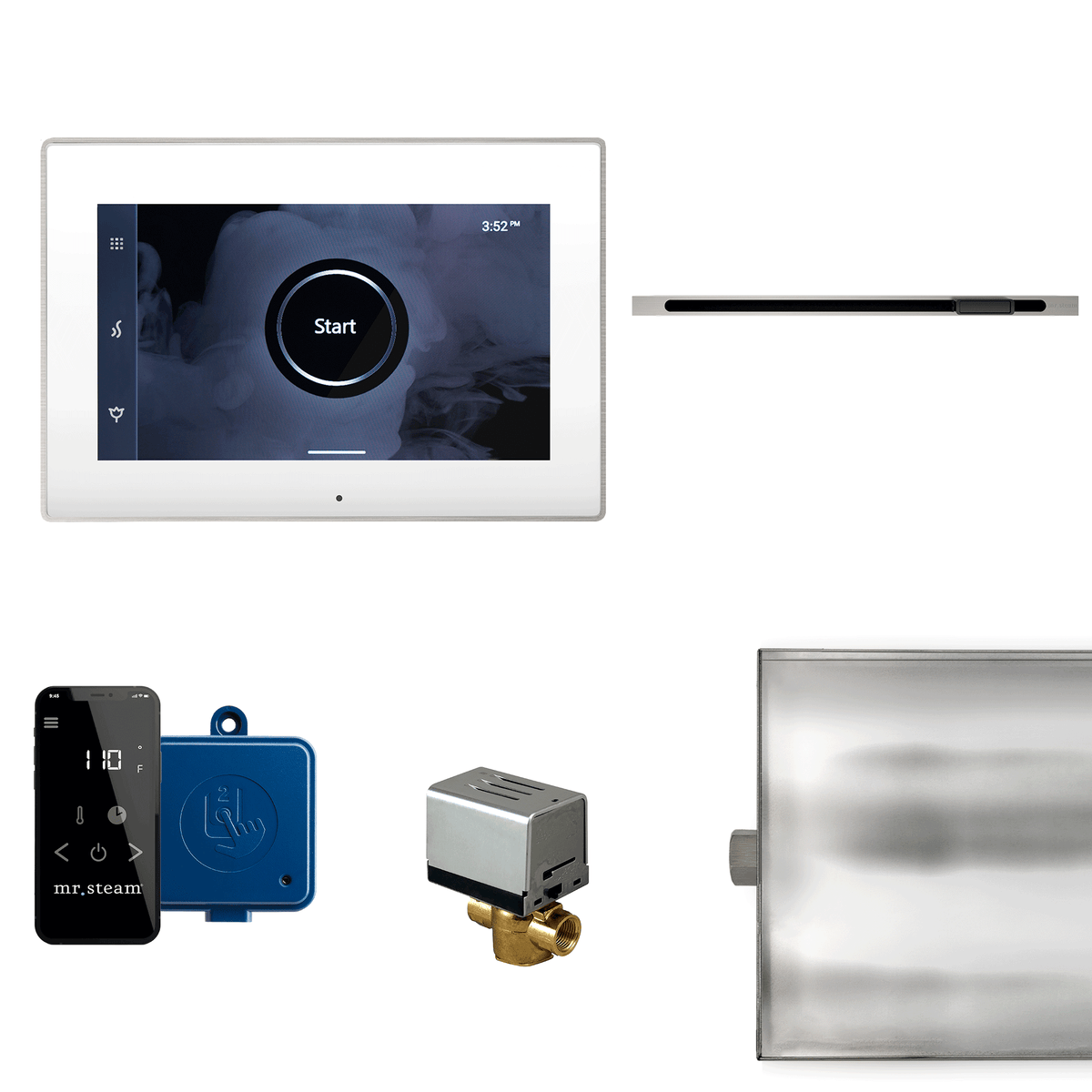 XBTLRWHLBN_Mr. Steam_XButler Linear Steam Shower Control Package with iSteamX Control and Linear SteamHead