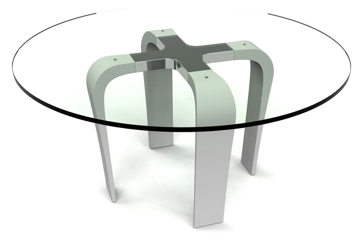 Bellini Italian Home Designer Louis Lara&#39;S Cirrus Table Is Combination Of Brushed and Polish Stainless Steel with 15Mm Tempered Glasstop, Dimensions: Base: 37&quot;x37&quot;x29&quot;, Glasstop: Dia 60&quot;