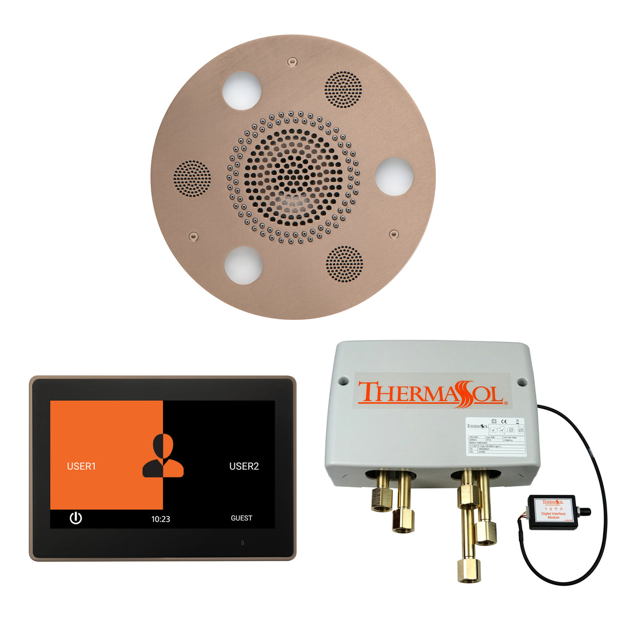 ThermaSol Steam Shower The Wellness Shower Package with 10&quot; ThermaTouch Round