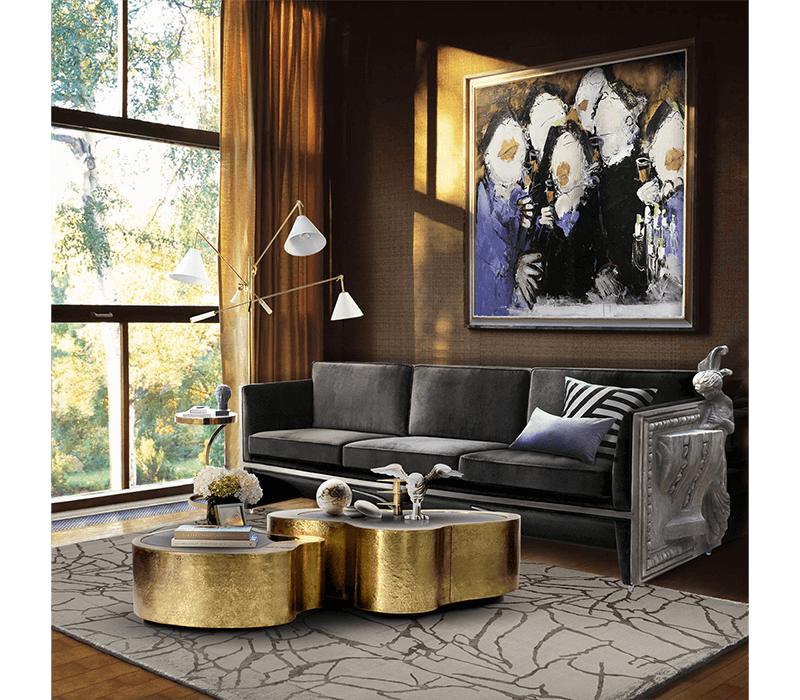 Boca do Lobo Wave Hammered Brass Center Table